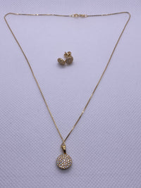 Pure 18k Carat yellow Gold necklace and earrings set (Zirconia)