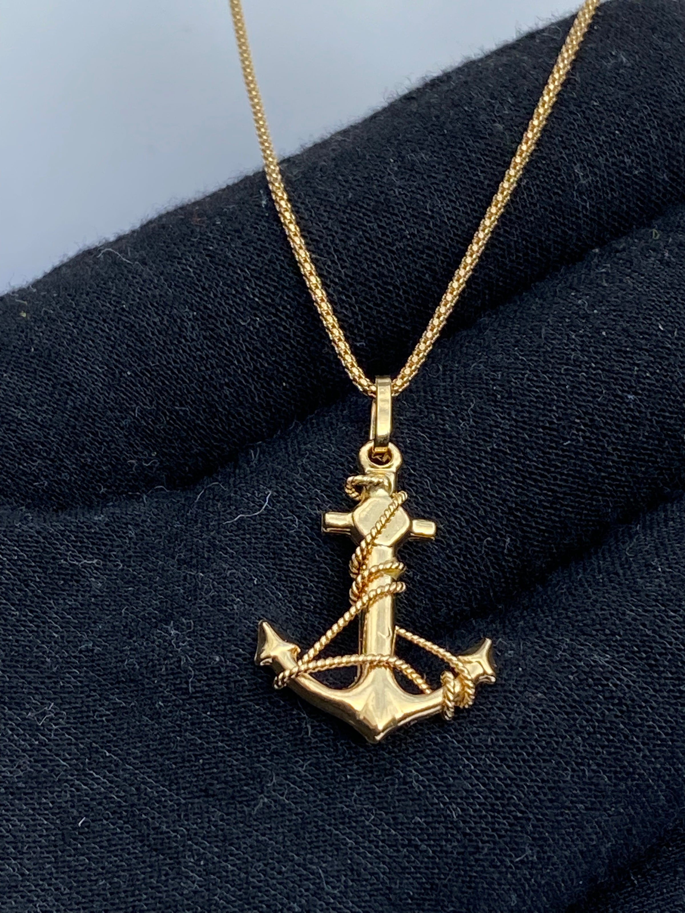 Yellow Gold Gold Anchor Charm Mens Pendant 14K Yellow Gold Anchor